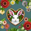 Blumenmuster mit Osterhase