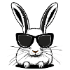 White rabbit with sunglasses