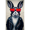 Casual biker old hand heart
