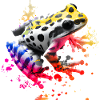 Bunter Frosch mit Farbspritzern