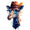 Colorful vector giraffe wears glasses and hat