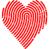 Herz Symbol als Fingerabdruck