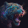 Farbiger Tiger / Säbelzahntiger, EINZIGARTIG