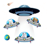 Arctic Fox,Samoyed,Red Panda, UFO,Space,Star