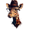 Giraffeal's old grandpa with reading glasses and hat