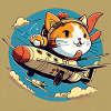 Cartoon flying cat