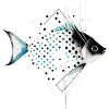 Geometrischer Fisch mit Blaustich