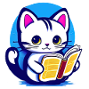 Cat reads a book
