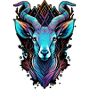 Gazelle Capricorn Goat Mountains Holiday Hipster Neon