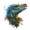 Velociraptor bleu avec fond blanc
