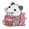 Cute Opossum Drinking Boba Tea