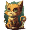 Cute Green-Eyed Comic Cat