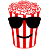 Popcorn w okularach przeciwsłonecznych