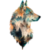 Wolf Watercolor Forest Forest Animal Double Exposure Animal