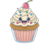 Kawaii Cute Happy Cupcake