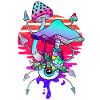Magic Mushrooms Vaporwave Sunset