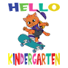Hello Kindergarten Skateboarding Cat
