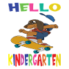 Hello Kindergarten Skateboarding Dog