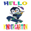 Hello Kindergarten Skateboarding Penguin