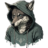 Loup avec sweat à capuche