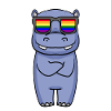 Arc-en-ciel - Hippopotame avec lunettes
