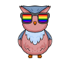 Arc-en-ciel - Hibou avec lunettes