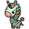 Kawaii Cute Happy Rainbow Zebra