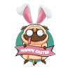 Frohe Ostern - Mops mit Hasenohren