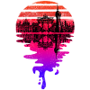 Berlin Skyline Vaporwave Sunset