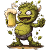 funny hop monster with beer