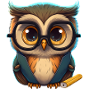 Cunning owl with glasses