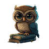 Eule liest immer gerne Bücher