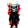 Small man with skull