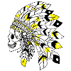 Skull with black and yellow Indian headdress