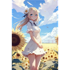 Anime Girl Anime Girl Waifu Otaku Sunflowers