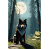 Wolf and Moon