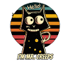 creepy cat in retro style