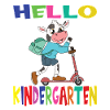 Hello Kindergarten Cow With Scooter