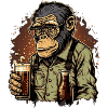 Cool Geek Chimpanzee with Beer