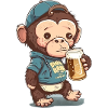 Cute chimpanzee with beer