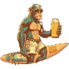 Beer Chimpanzee with Surfboard