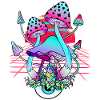 Psychedelic Mushrooms - Retro Wave Sunset