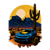 Muscle Car on Desert