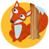 Fuchs Baumstamm Wald Kinderzimmer Comic Tierliebe