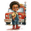 Cute child with fire truck