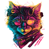Synthwave Cat 80s Gift