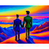Lovers on a colourful mountain