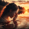 Photo of a woman bathing