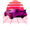 Retro Wave super Car Sunset