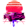 Retro Wave Supercar Sunset